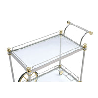 Wheeled Metal and Glass Bar Cart, Silver