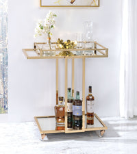 Gold & Mirrored Bar Cart, Serving Cart,bar cart,Adley & Company Inc.