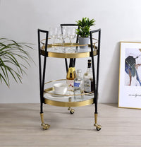 Gold Round Bar Cart Mid-Century Style