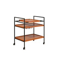 Honey Oak and Black Kitchen or Bar Cart