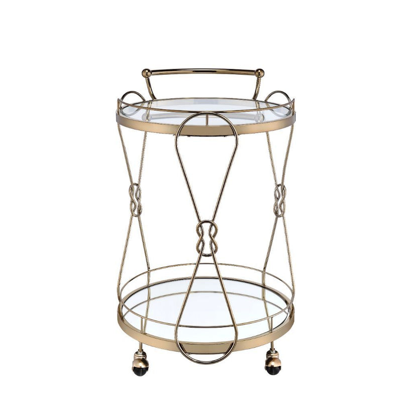 Glass and Metal Round Bar Cart
