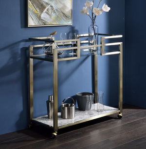 Uber Glam Bar Serving Cart in Gold and Glass