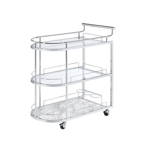 Elegant Chrome Metal and Glass Bar Cart