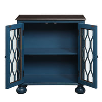 Liesse Blue Accent Cabinet with Glass Doors