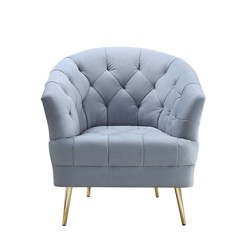Light Grey Velvet Tufted Arm Chair