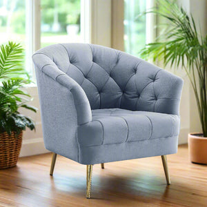 Light Grey Velvet Tufted Arm Chair