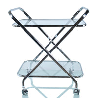 Chrome and Glass Bar Cart Trolley,tray table,Adley & Company Inc.