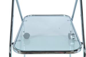 Chrome and Glass Bar Cart Trolley,tray table,Adley & Company Inc.