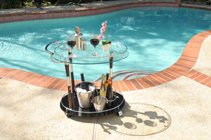 Chrome and Wood Bar Cart Trolley,bar cart,Adley & Company Inc.