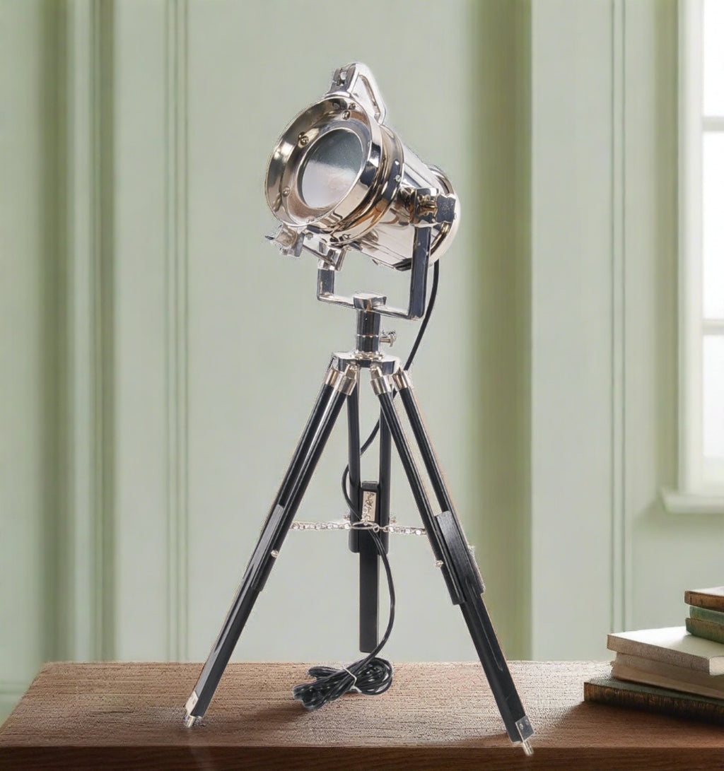Silver Tripod Spotlight Lamp - Adley & Company Inc. 