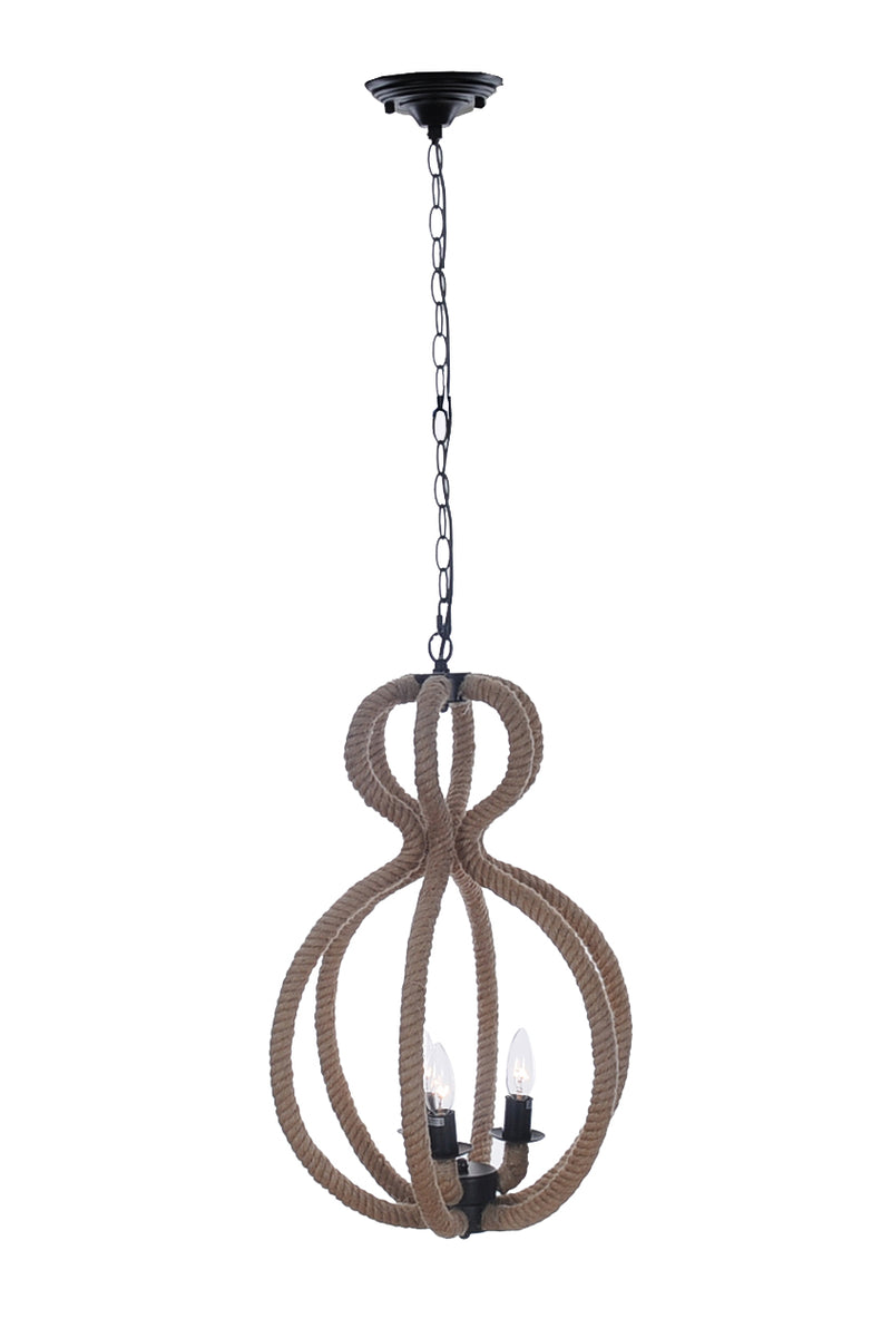 Hemp Rope and Iron Pendant Light