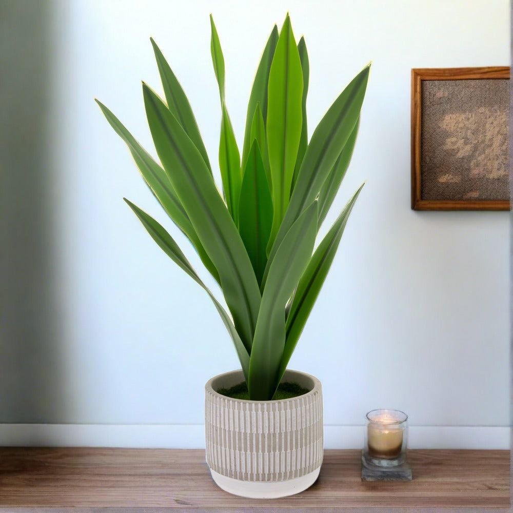 Artificial Snake Plant in Cement Pot