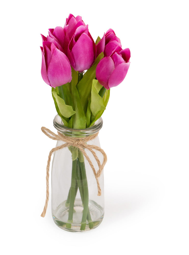 Fuchsia Tulips in Glass Jar, Set of 6