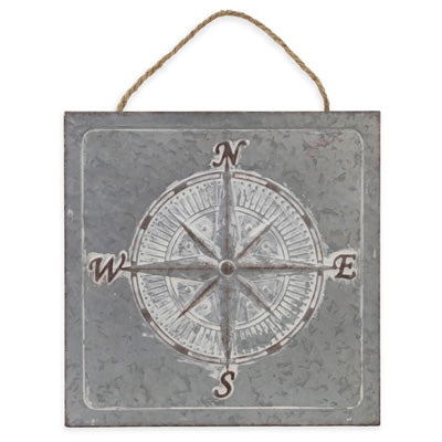 Compass Tin Wall Signs, Set of 4