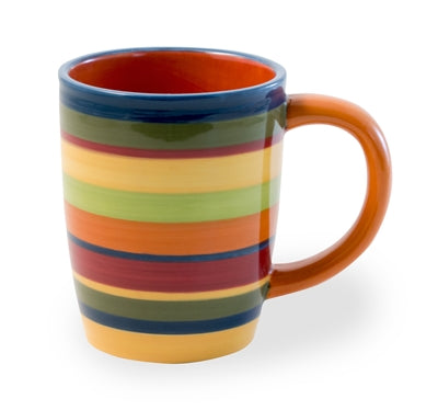 Colorful Fiesta Striped Mugs, Set of 6 - Adley & Company Inc. 