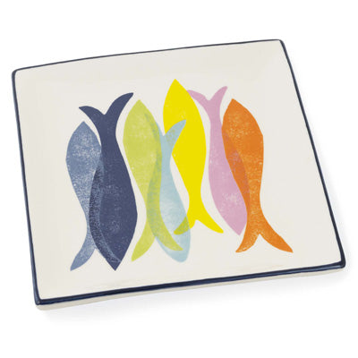 Kate Nelligan Hand Stamped Colorful Fish Plates, Set of 4
