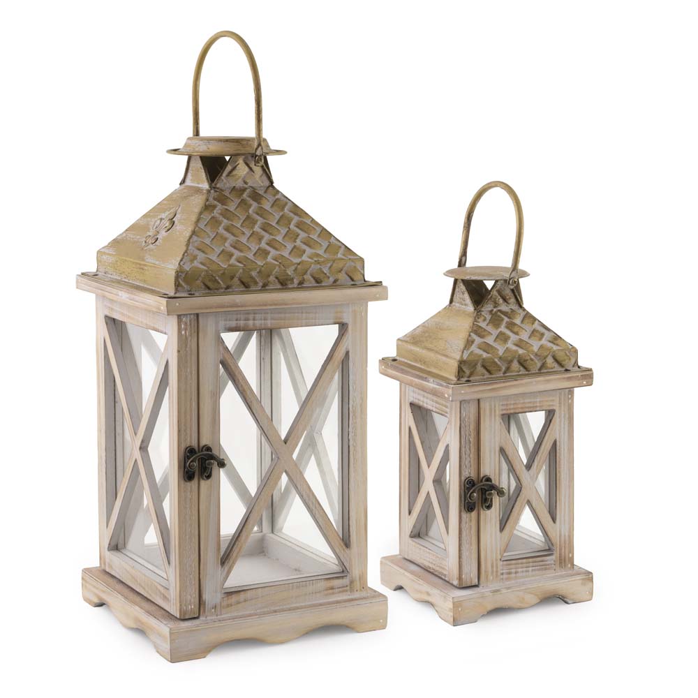 Carmel Criss Cross Candle Lanterns, Set of 2