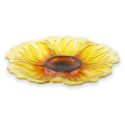 Round Sunflower Glass Plates, Set of 4
