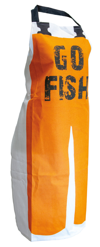 Go Fish Cotton White & Orange Apron,apron,Adley & Company Inc.