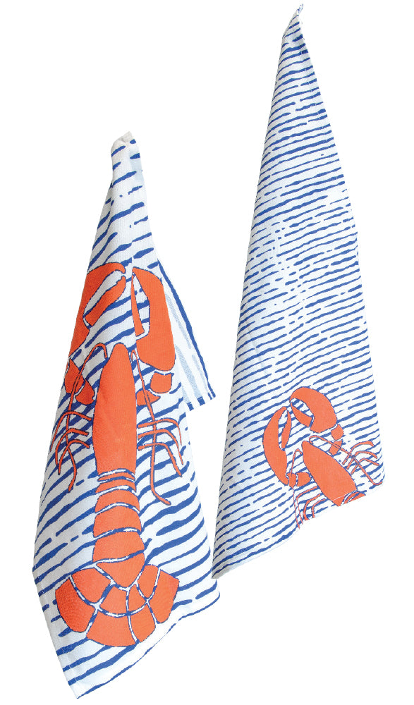 Red Lobster Striped Tea Towels, Set of 8,tea towels,Adley & Company Inc.