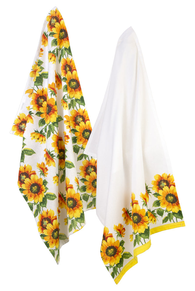 Colorful Sunflower Tea Towels, Set of 8 - Adley & Company Inc. 