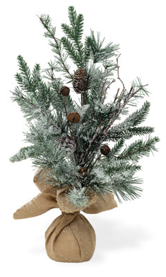 Frosted Pine Tree in Burlap