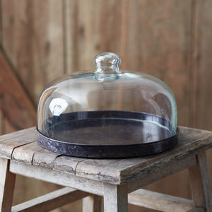 Seafoam Glass Cloche Display Tray