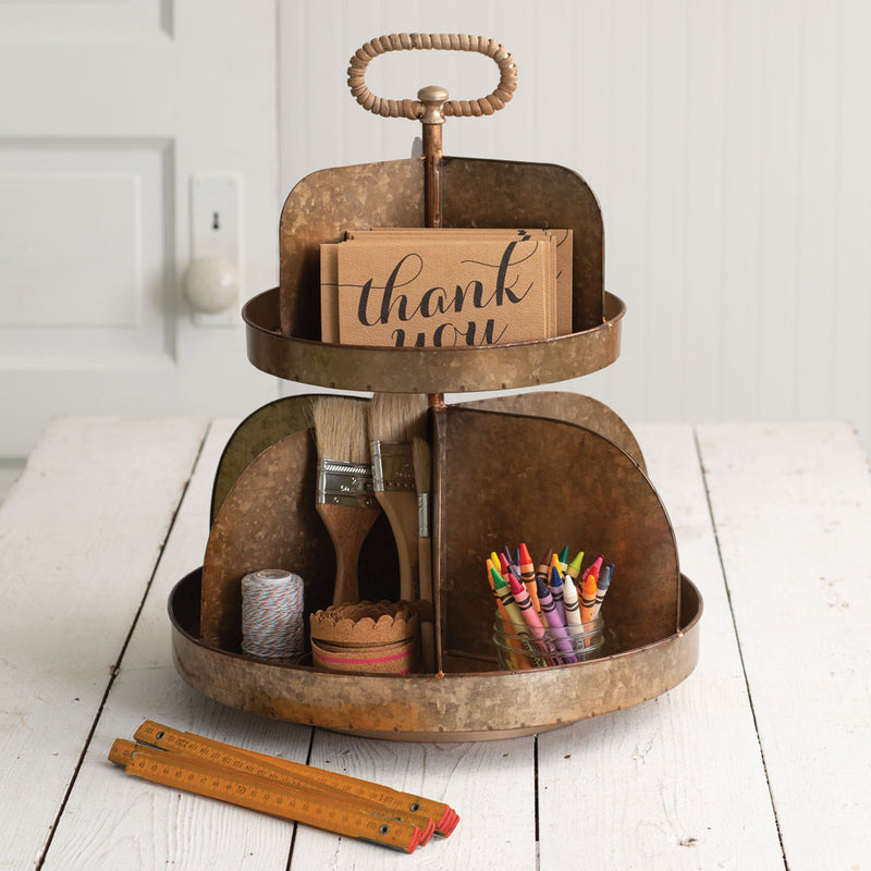 Two Tiered Rotating Organizational Tray