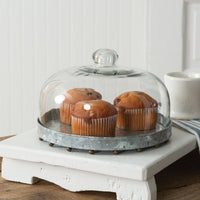 Glass Dessert Cloche with Beaded Base - Adley & Company Inc. 