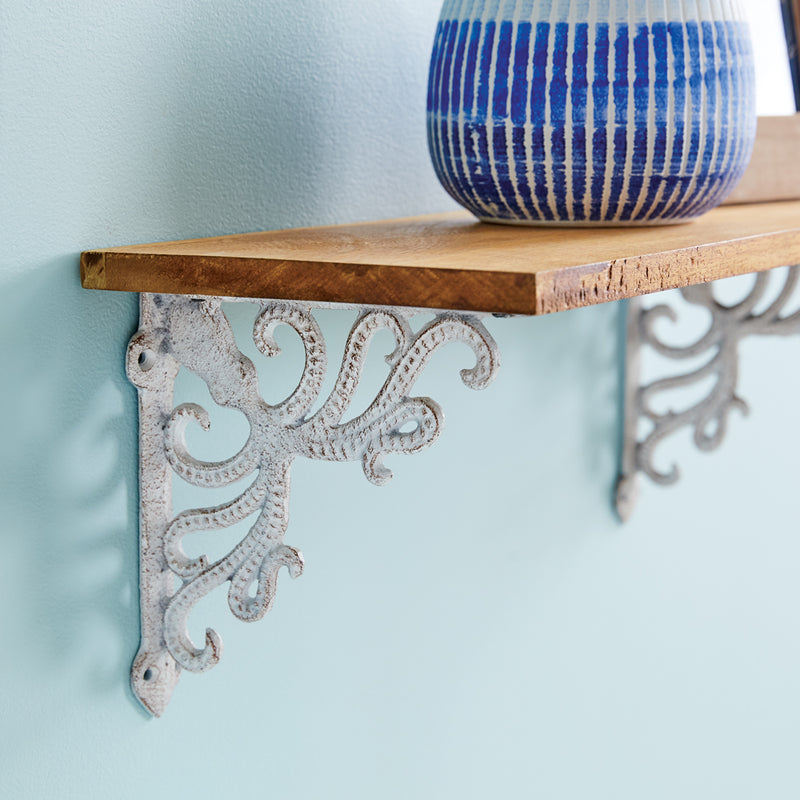 Nautical Octopus Wood and Metal Shelf