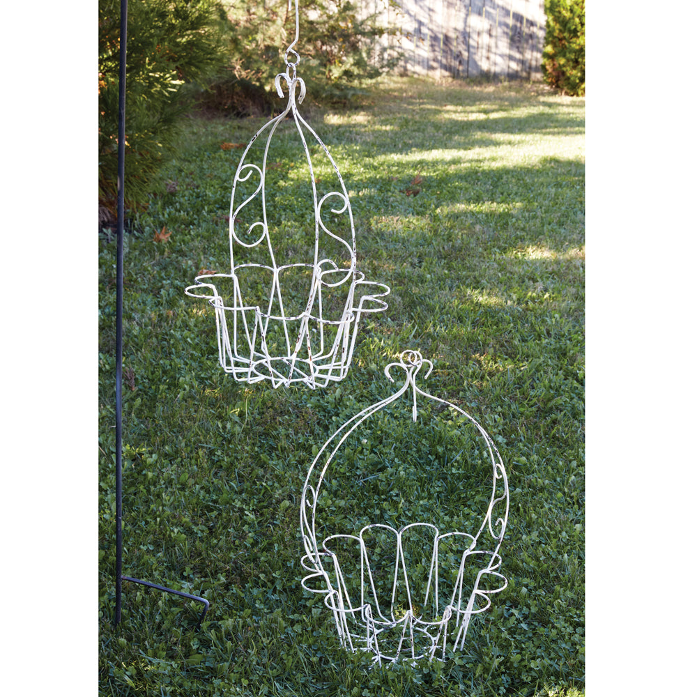 Set of Two Wire Flower Hanging Baskets