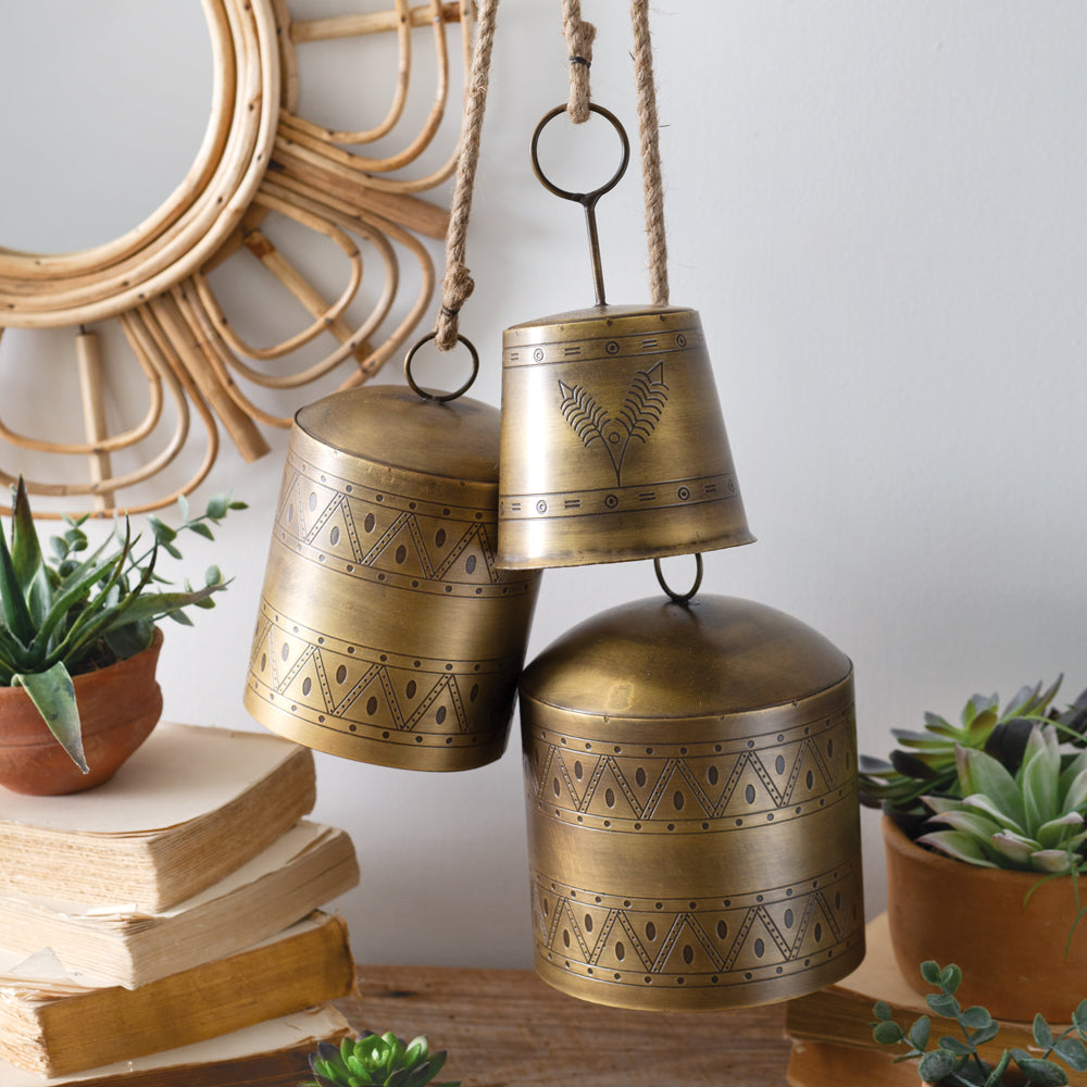 Antiqued Style Ships Bells, Set of 3 - Adley & Company Inc. 