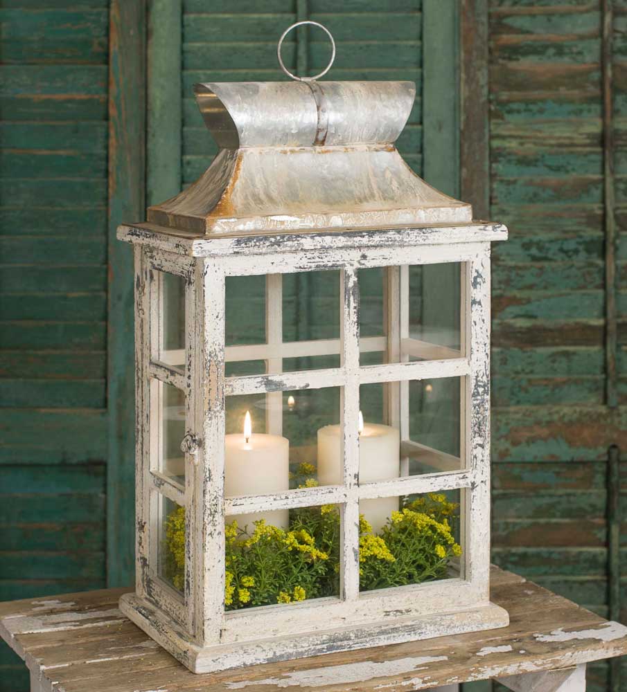 Large Windowpane Candle Lantern - Adley & Company Inc. 