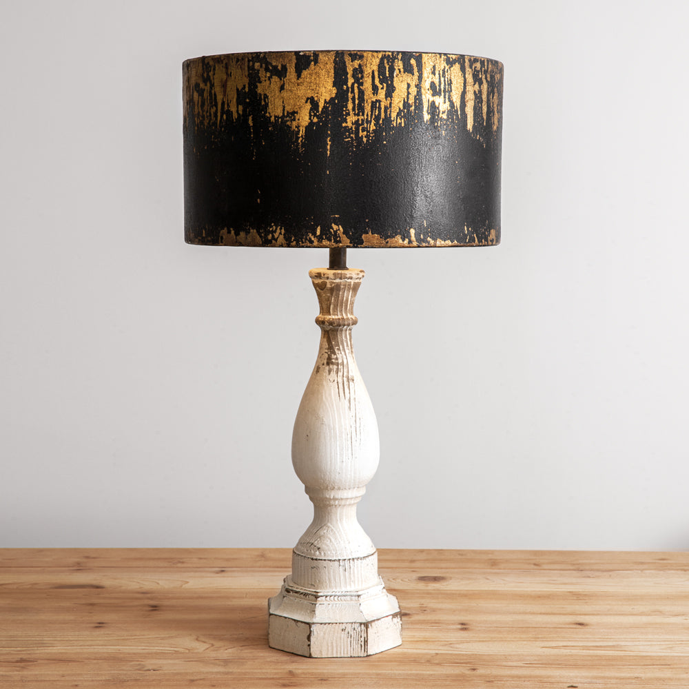 Luna Metal And Carved Wood Table Lamp