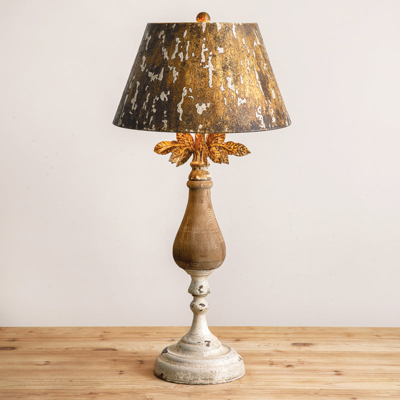 Antiqued Wood and Metal Table Lamp