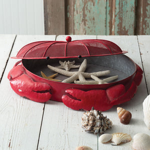 Red Crab Tray with Mesh Lid - Adley & Company Inc. 