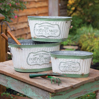 Set of Three Rustic Potting Shed Buckets - Adley & Company Inc. 