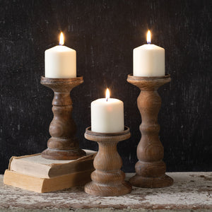 Shoreline Wooden Pillar Candle Holders, Set of 3