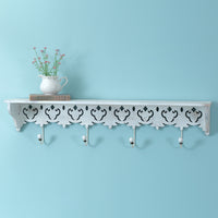 Maribelle Wood Wall Shelf with Four Hooks - Adley & Company Inc. 