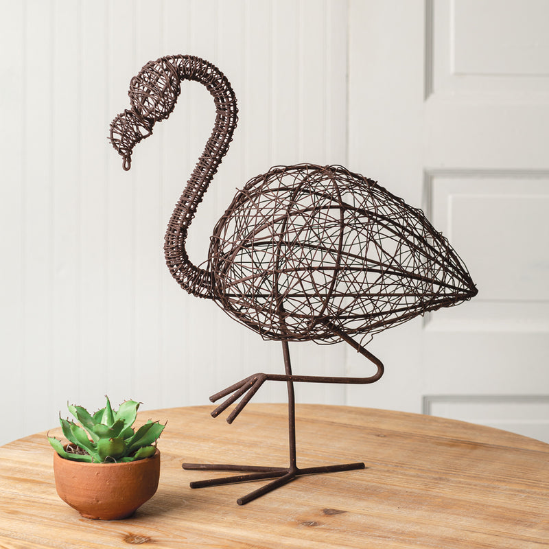 Twisted Wire Flamingo Sculpture,sculpture,Adley & Company Inc.