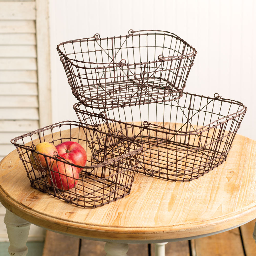 Dominica Wired Baskets, Set of 3 - Adley & Company Inc. 