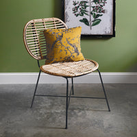 Ada Rattan Side Chair with Metal Legs