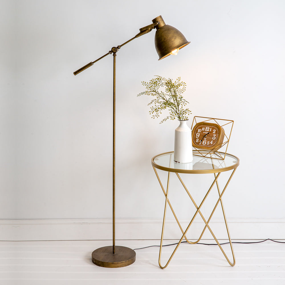 Antiqued Brass Swing Arm Floor Lamp,floor lamp,Adley & Company Inc.