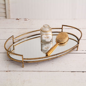 Monroe Gold and Mirrored Vanity Tray