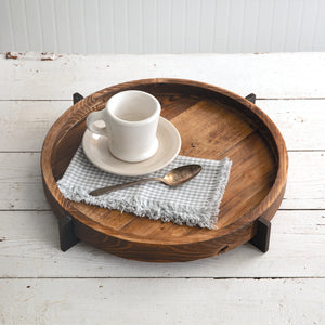 Round Wooden Nautical Serving Tray