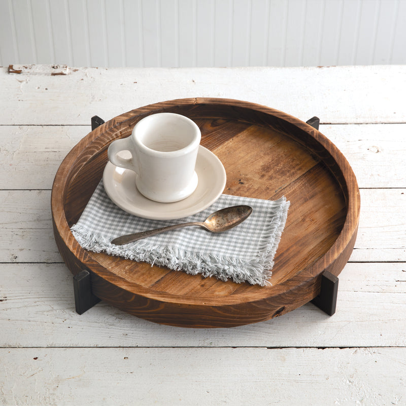 Round Wooden Nautical Serving Tray