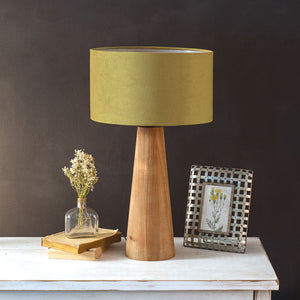 Velvet and Wood Table Lamp