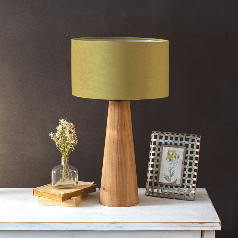 Velvet and Wood Table Lamp