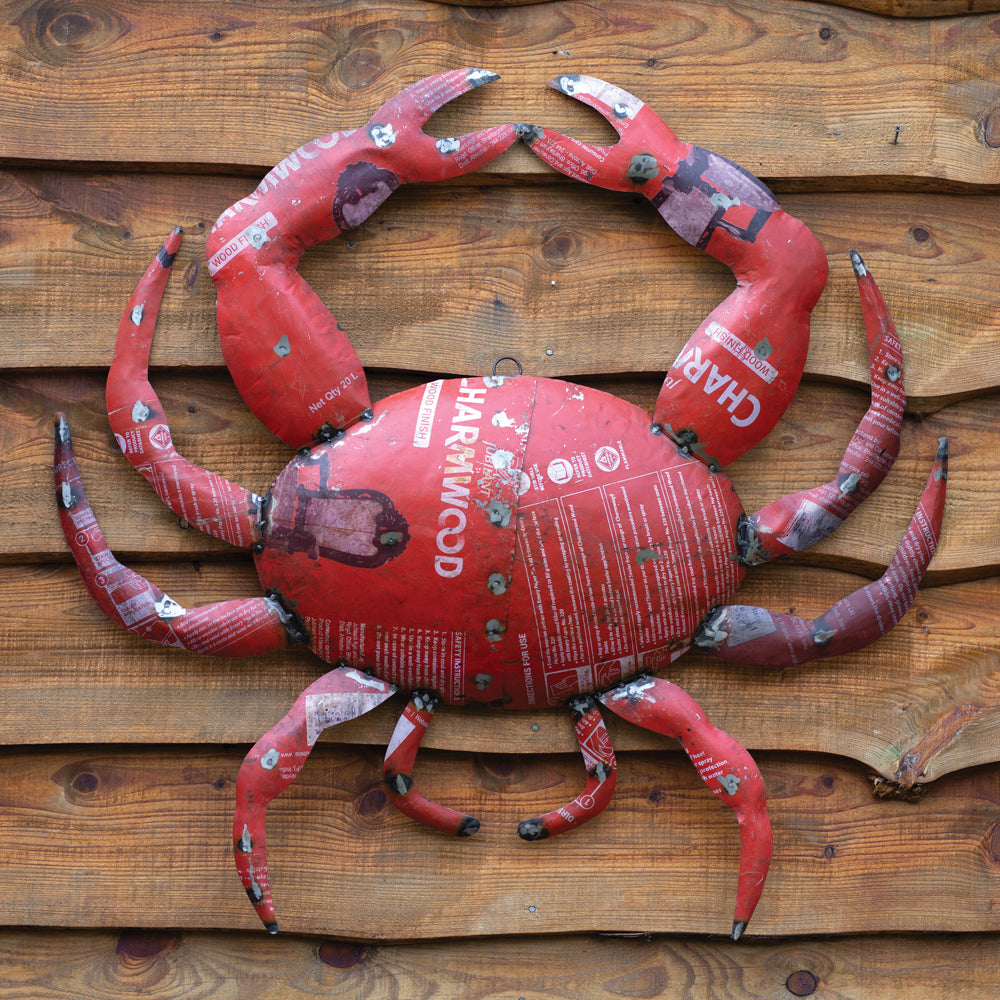Recycled Metal Large Wall Crab