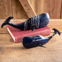 Blue Metal Whale Sculptures, Set of 2